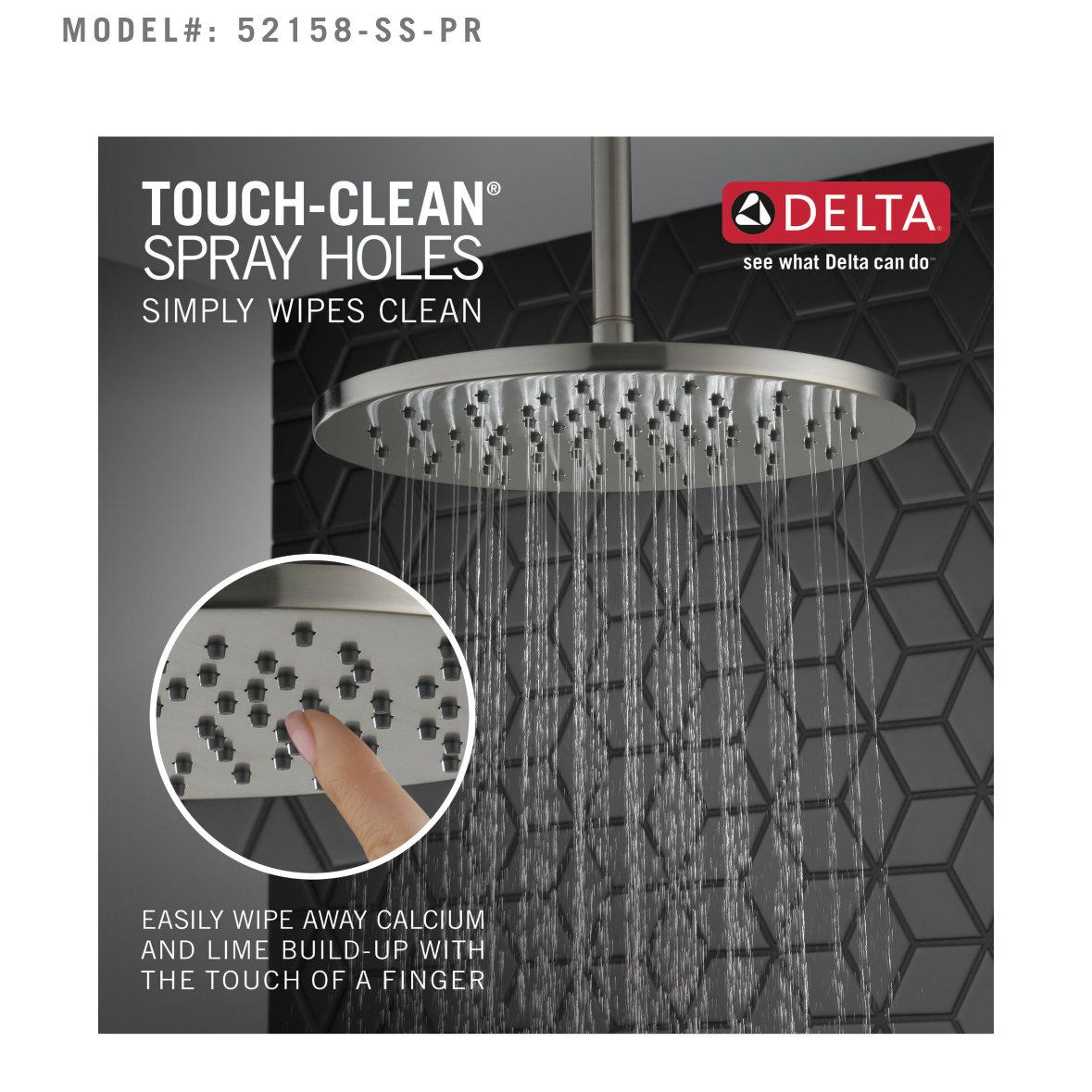 Delta Single-Setting Metal Raincan Shower Head in Lumicoat Stainless (52158-SS-PR)