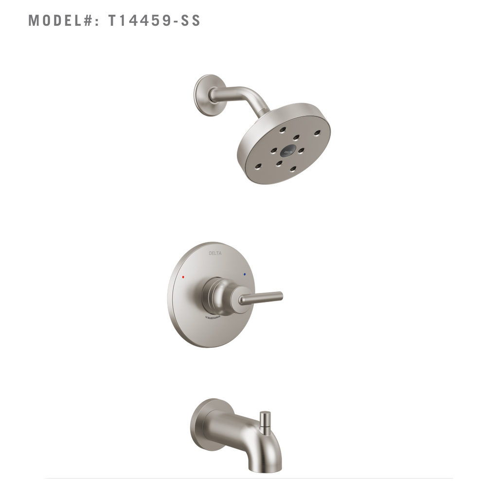 Delta Trinsic Monitor 14 Series H2OKinetic Tub & Shower Trim in Stainless (T14459-SS)
