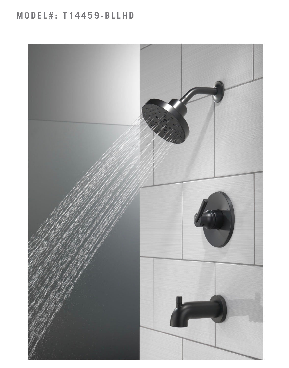 Delta Trinsic Monitor 14 Series Tub & Shower Trim - Less Head in Matte Black (T14459-BLLHD)