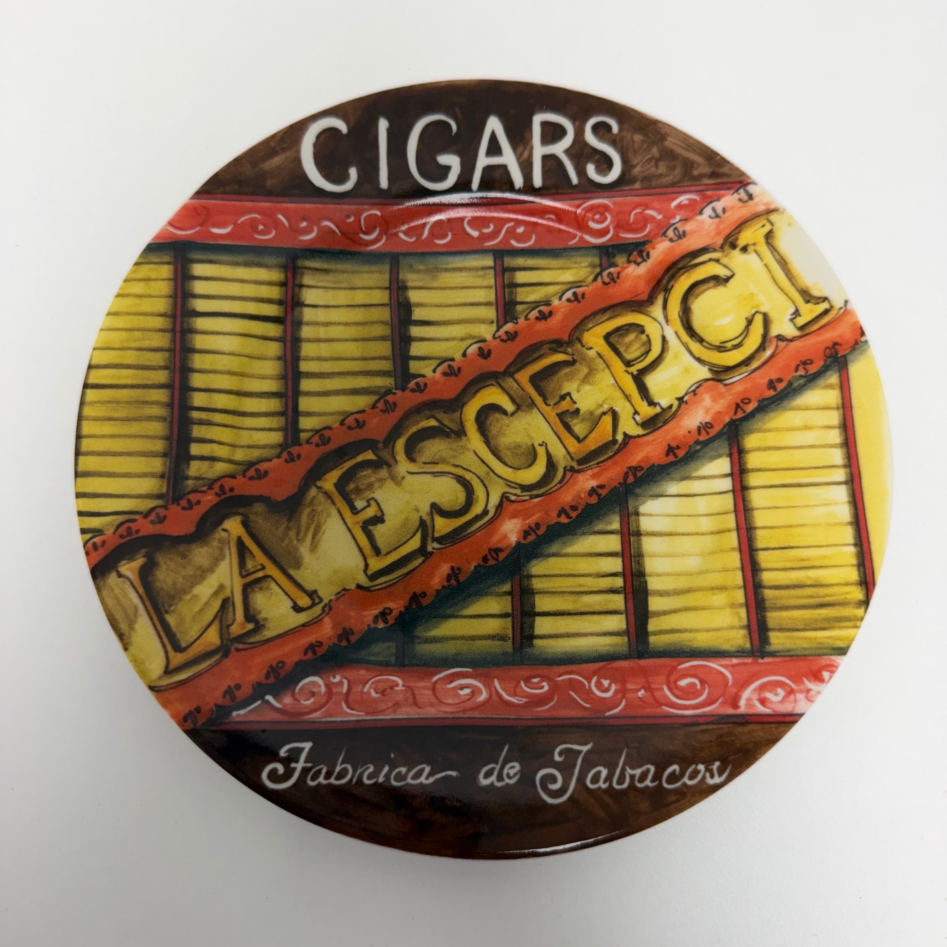 Set of 4 American Atelier Porcelain Canape Cigar-Themed Plates