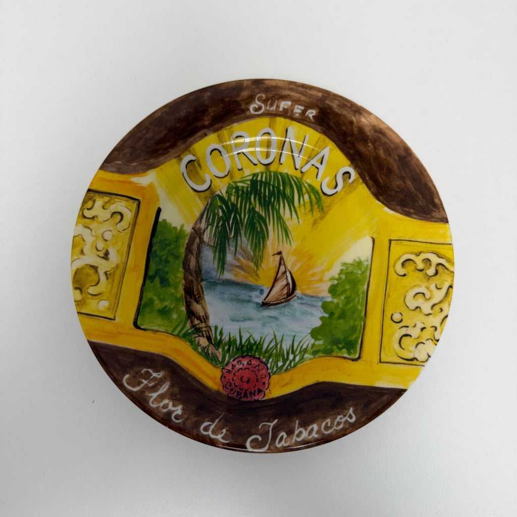 Set of 4 American Atelier Porcelain Canape Cigar-Themed Plates