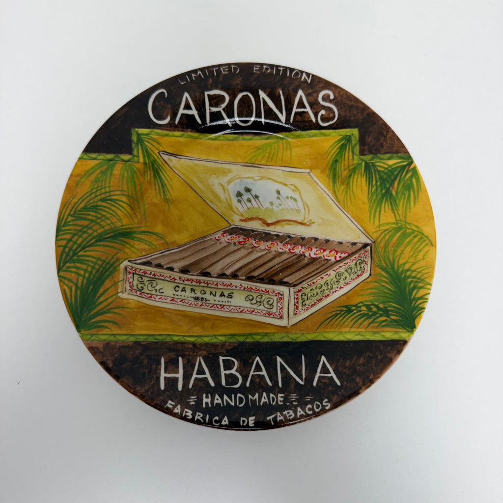 Set of 4 American Atelier Porcelain Canape Cigar-Themed Plates