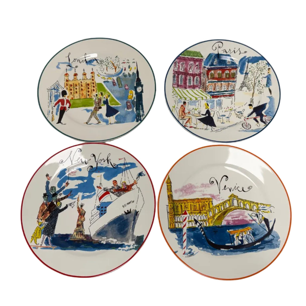 Set of 4 Vintage Rosanna "Bon Voyage" Dessert Plates