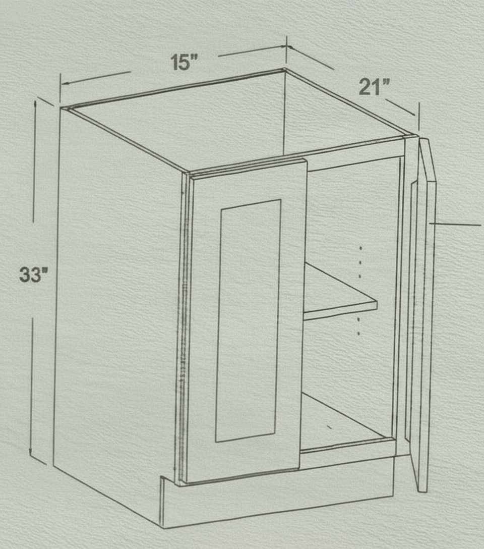 Bathroom Vanity Base Cabinet - Chocolate Glazed - 15" x 33" x 21" Model Number: M01/SVA15P