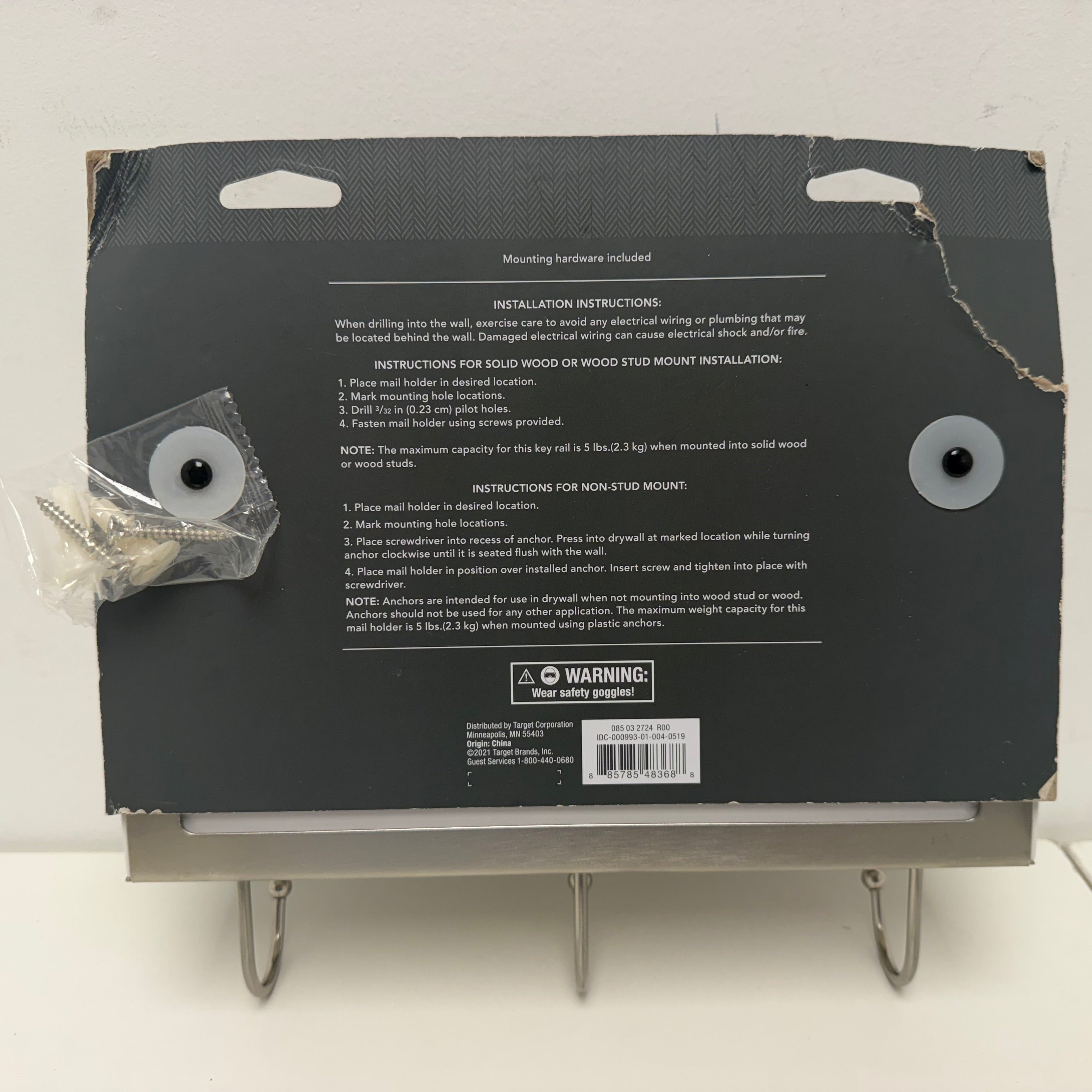 Threshold Mail Holder with Key Hooks