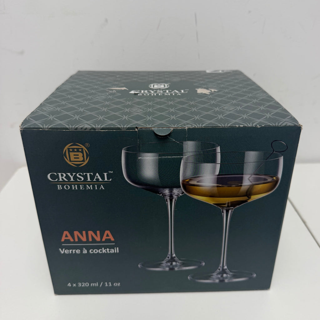 Set of 4 Crystal Bohemia "Anna" Cocktail Glasses