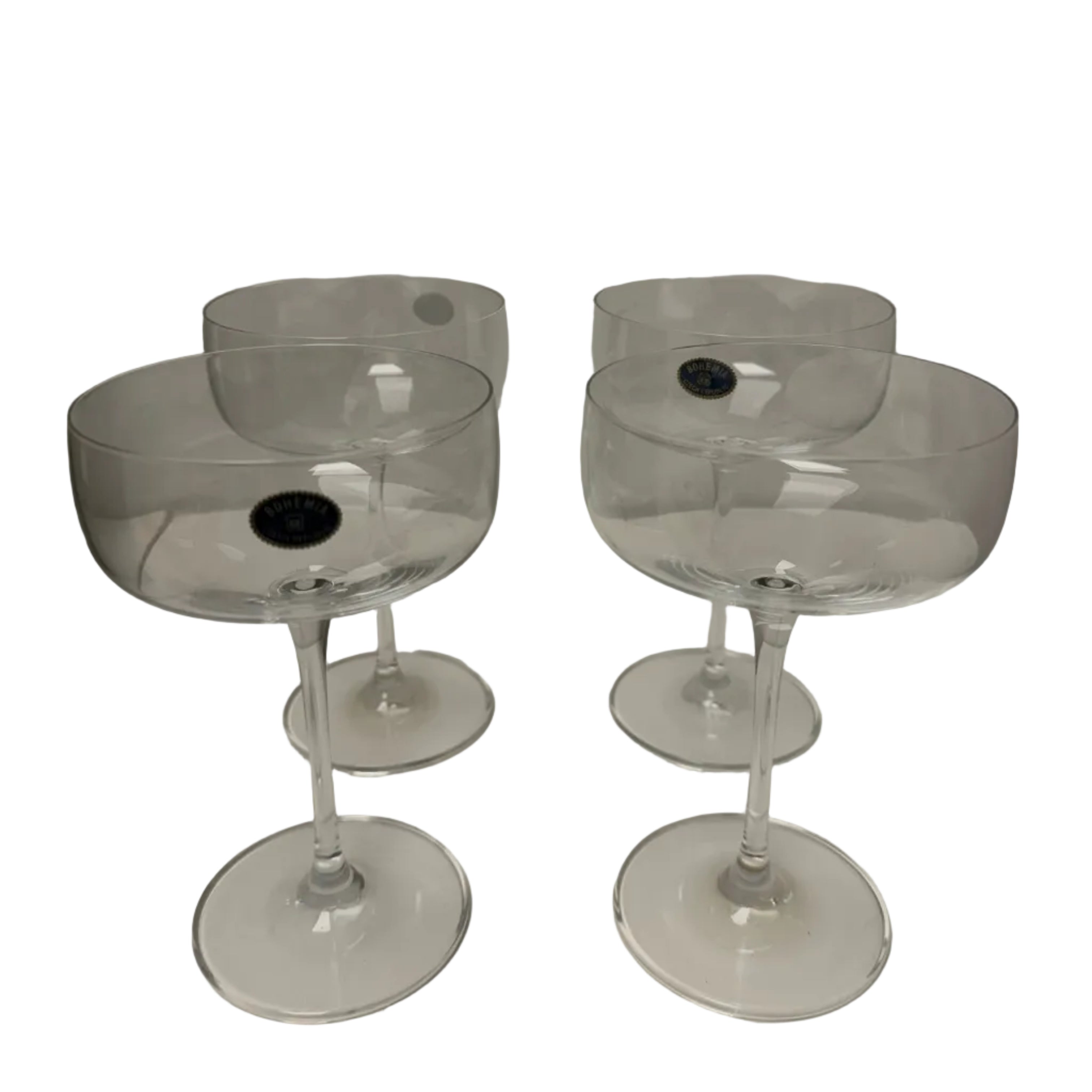Set of 4 Crystal Bohemia "Anna" Cocktail Glasses