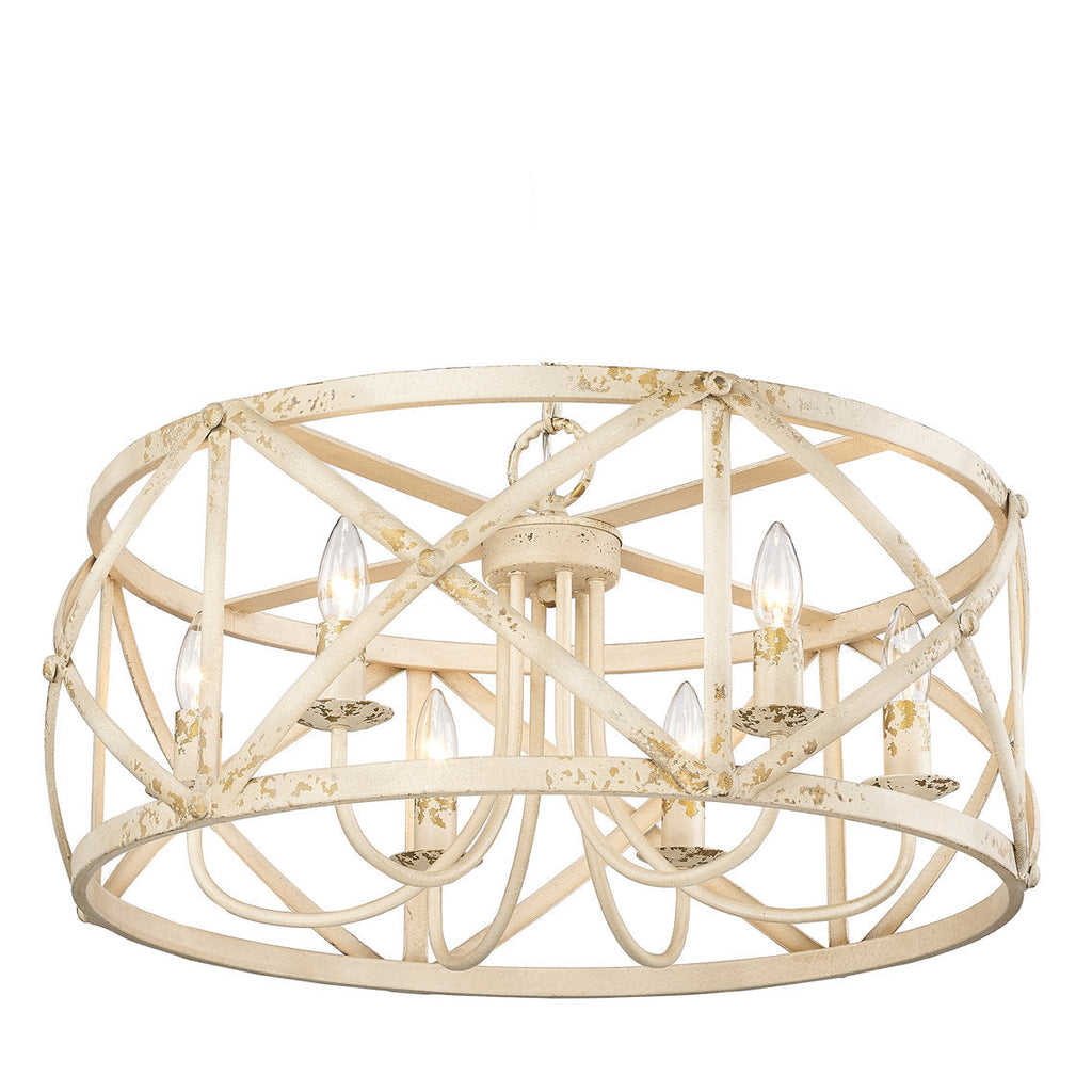 Steelside 6 Light Dimmable Lantern Drum Chandelier in Antique Ivory