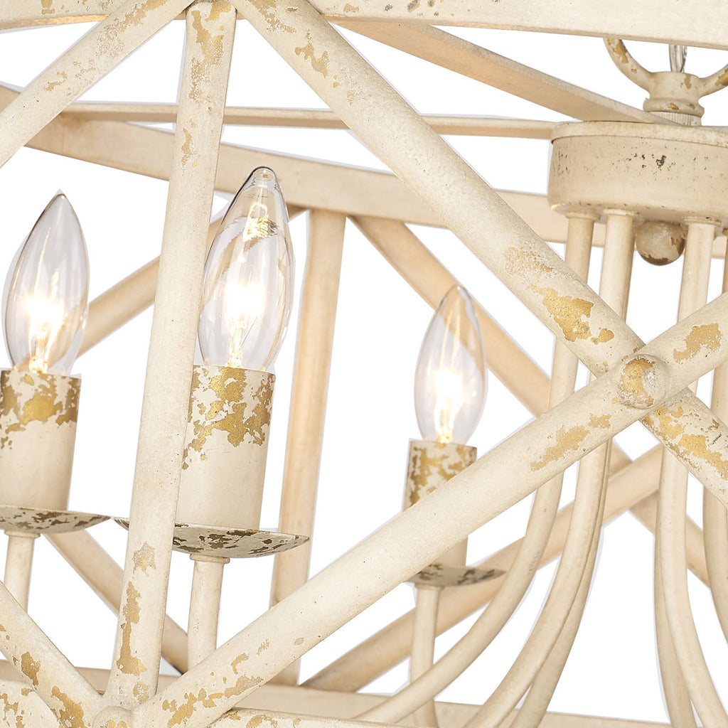 Steelside 6 Light Dimmable Lantern Drum Chandelier in Antique Ivory