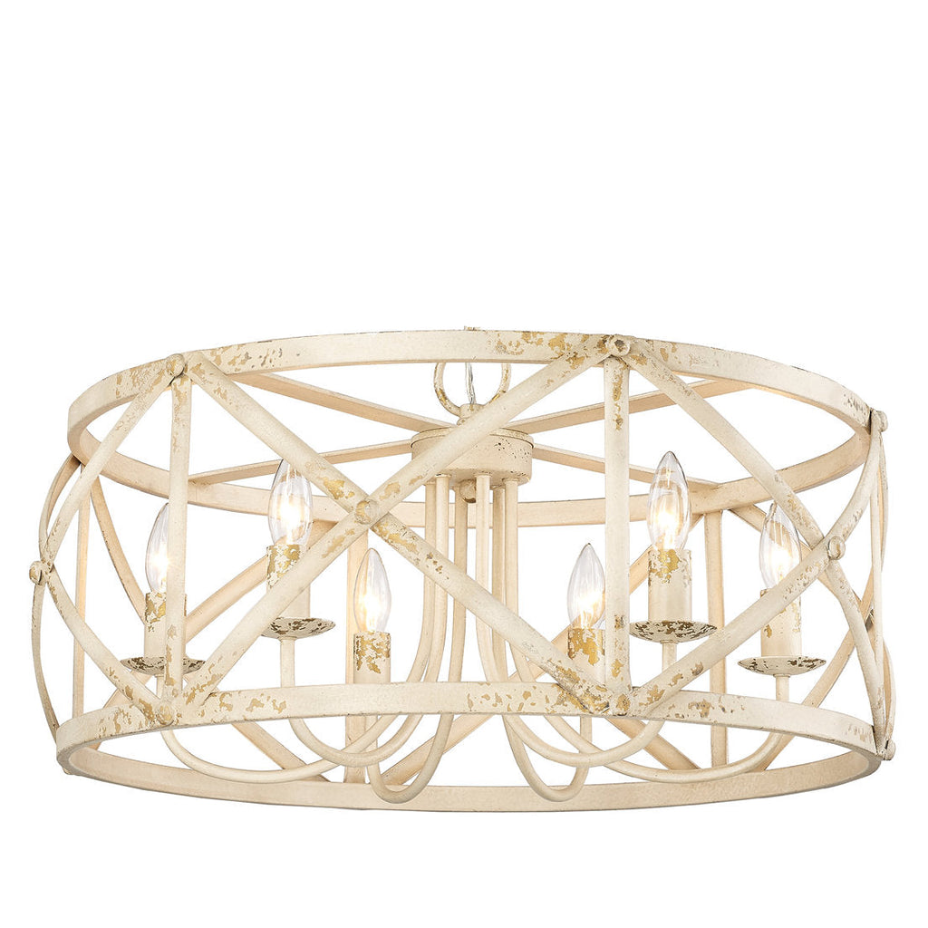 Steelside 6 Light Dimmable Lantern Drum Chandelier in Antique Ivory