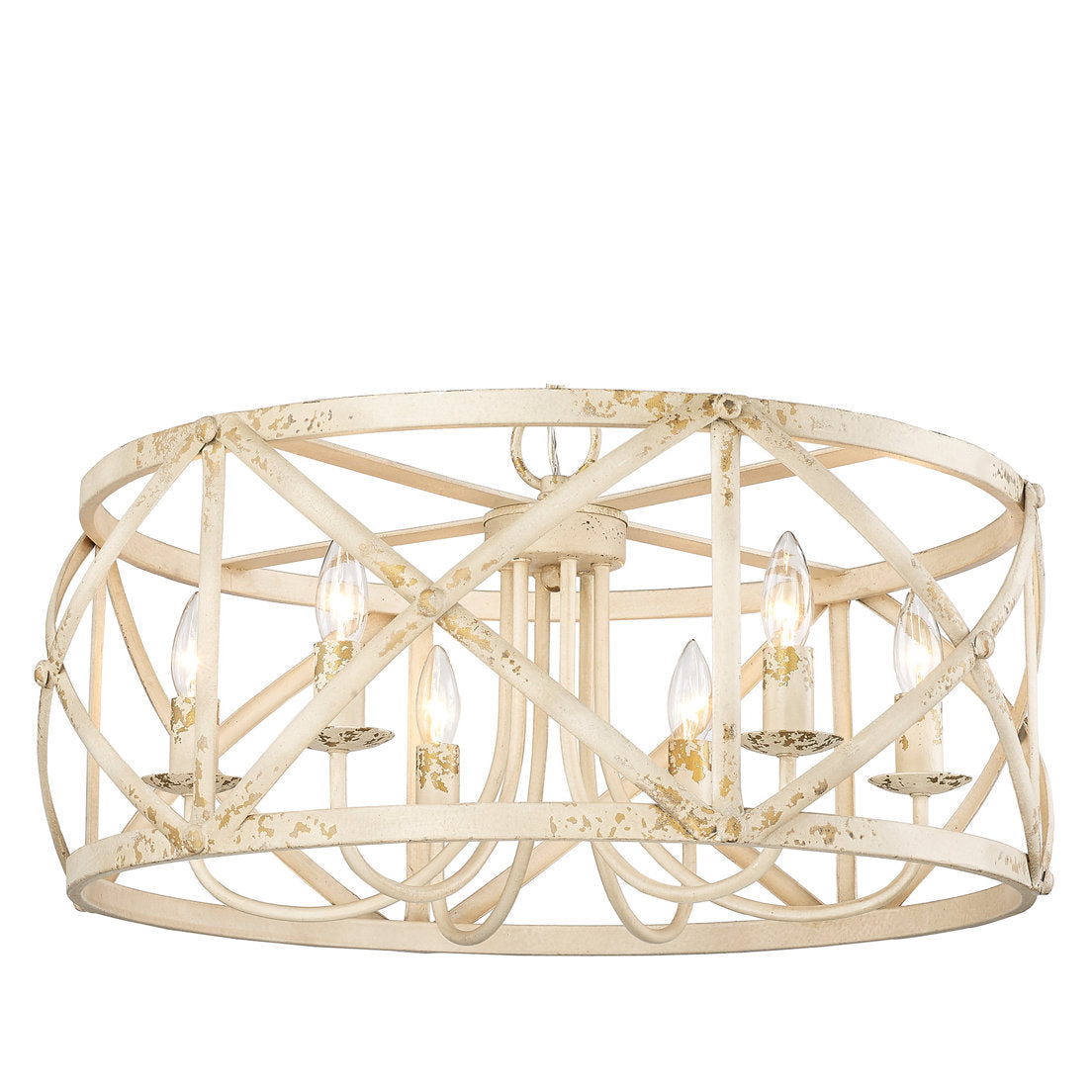 Steelside 6 Light Dimmable Lantern Drum Chandelier in Antique Ivory