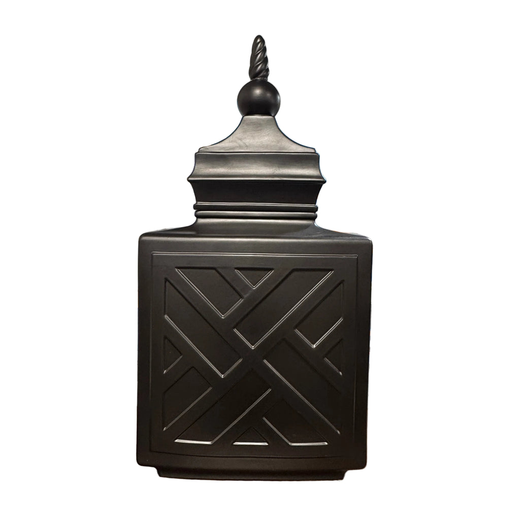 Heritage Farm and Garden - Square Chinoiserie Jar - Black