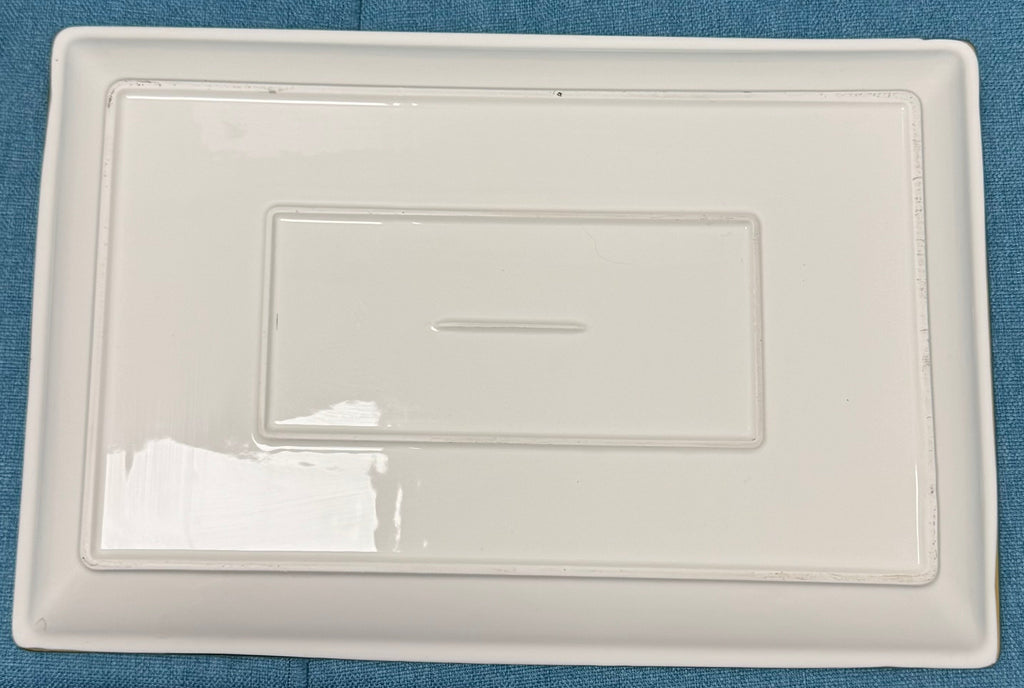 Large White Ceramic Tray with Gold Trim