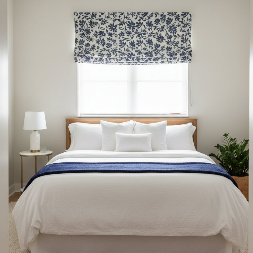 Custom Roman Shade in Floral Pattern