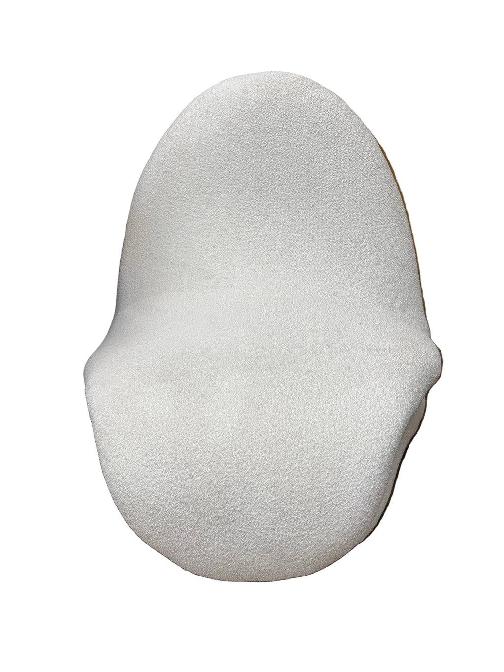 Curved Floor Chair with Faux Shearling Cover in Cream