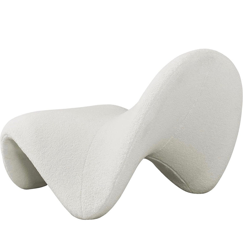 Curved Floor Chair with Faux Shearling Cover in Cream