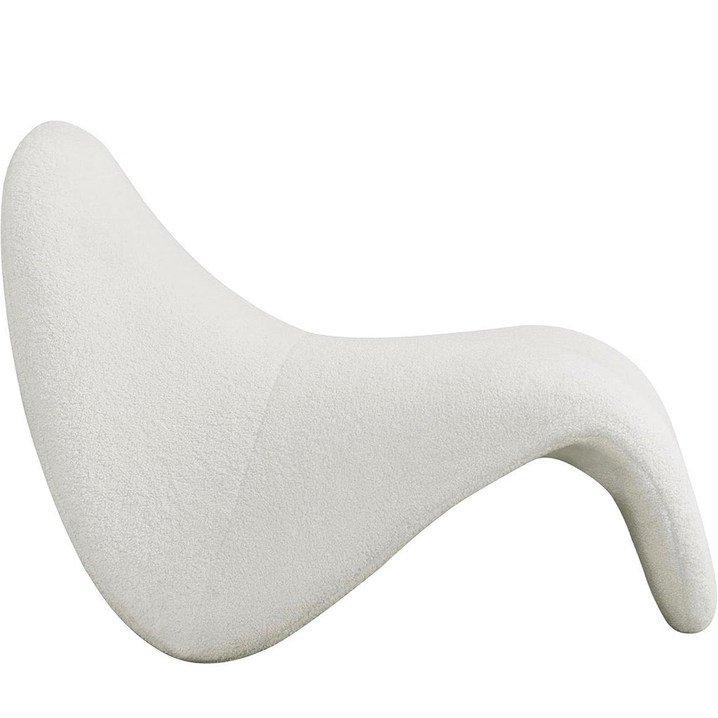 Curved Floor Chair with Faux Shearling Cover in Cream