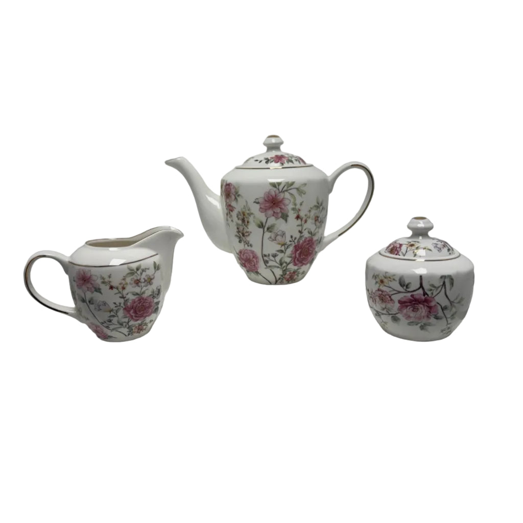 Grace Teaware - Spring Garden Teapot with Sugar Bowl and Creamer Set
