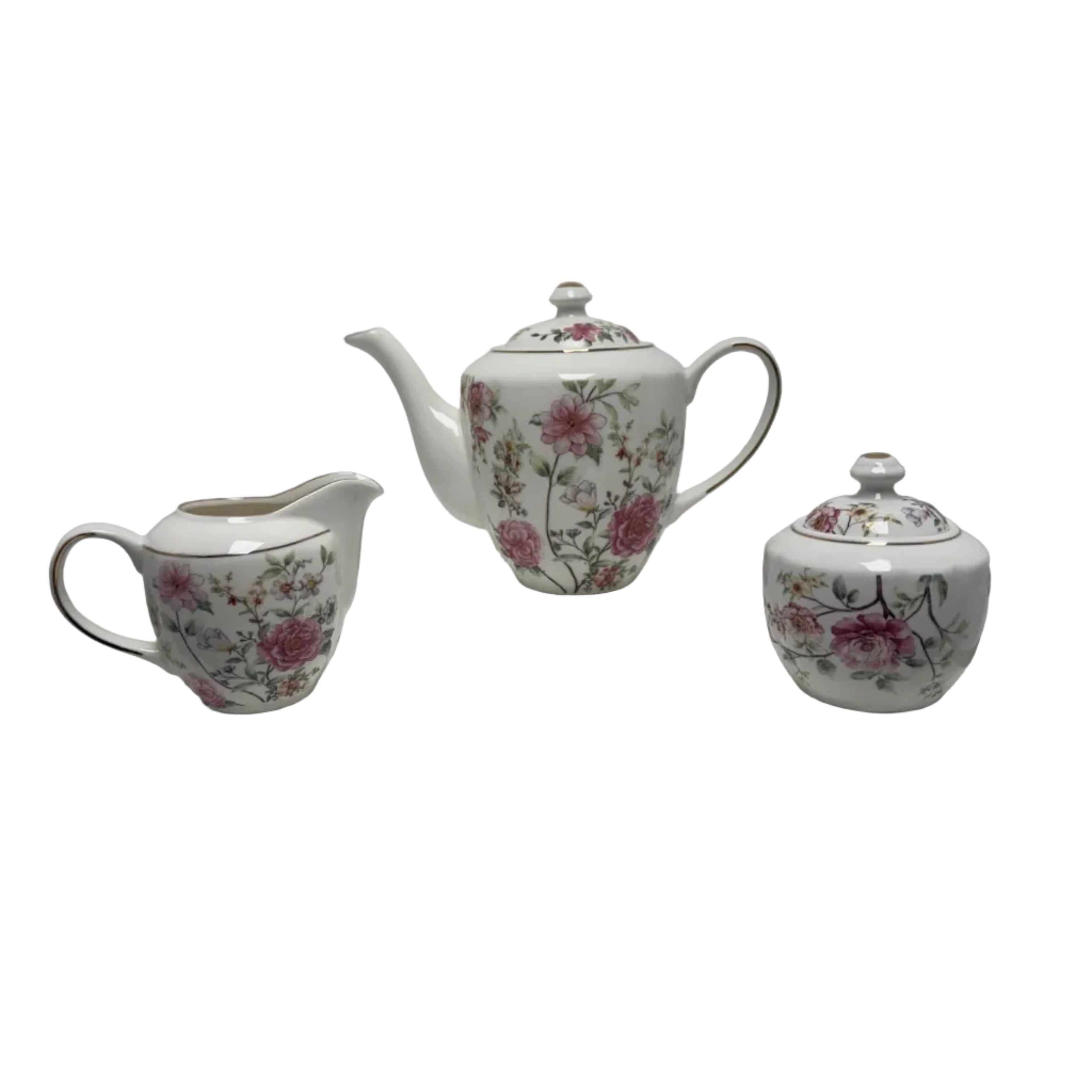 Grace Teaware - Spring Garden Teapot with Sugar Bowl and Creamer Set