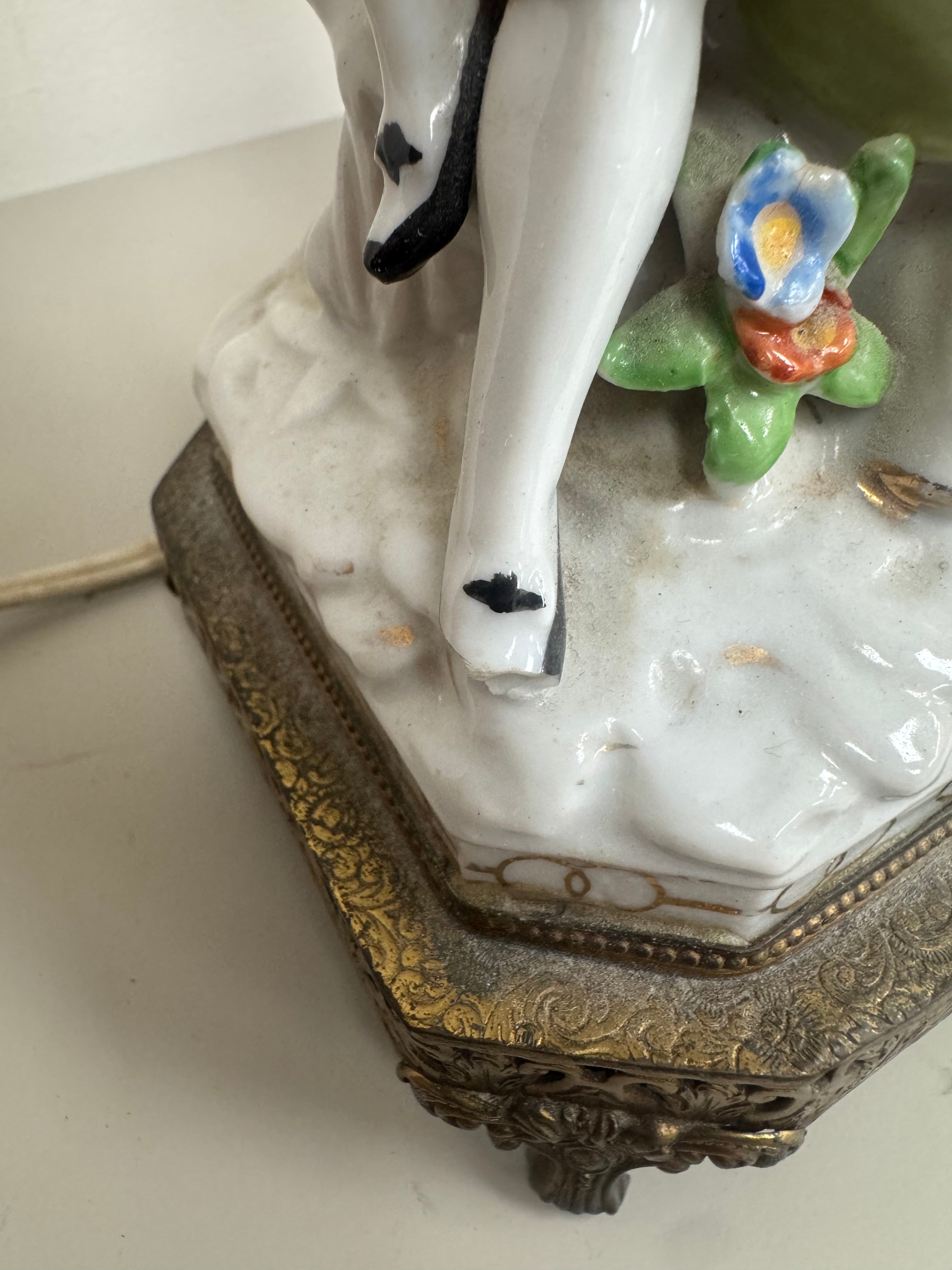 Vintage Porcelain Figural Lamp - Courting Couple Embracing