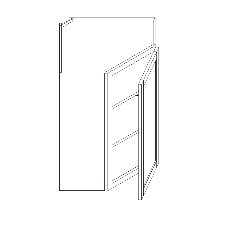 Corner Wall Cabinet by J&K Cabinetry - Walnut - D 12" x W 24" x H 42" Model: WDC2442