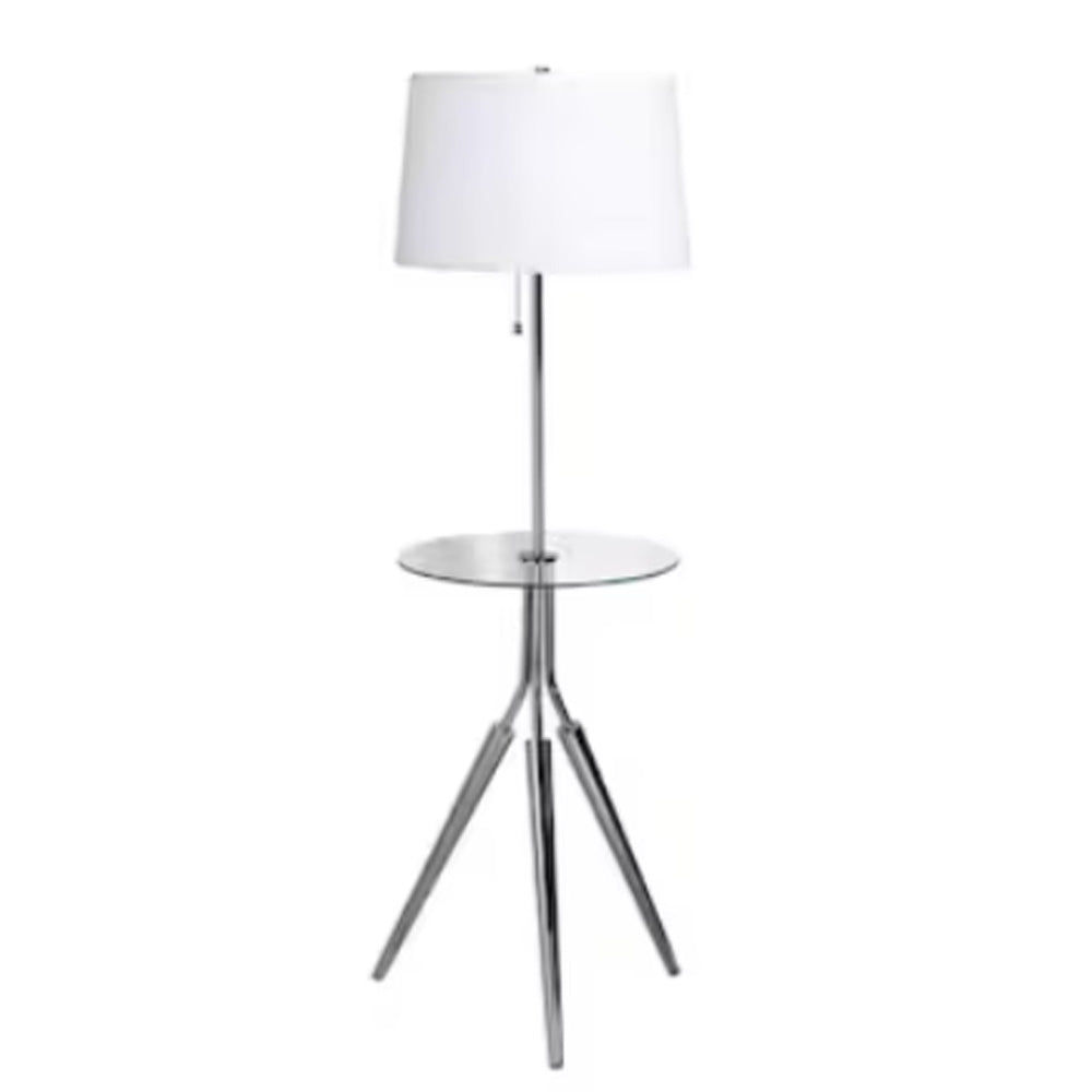 Kenroy Home Rosie Chrome Tripod Floor Lamp with Glass Tray
