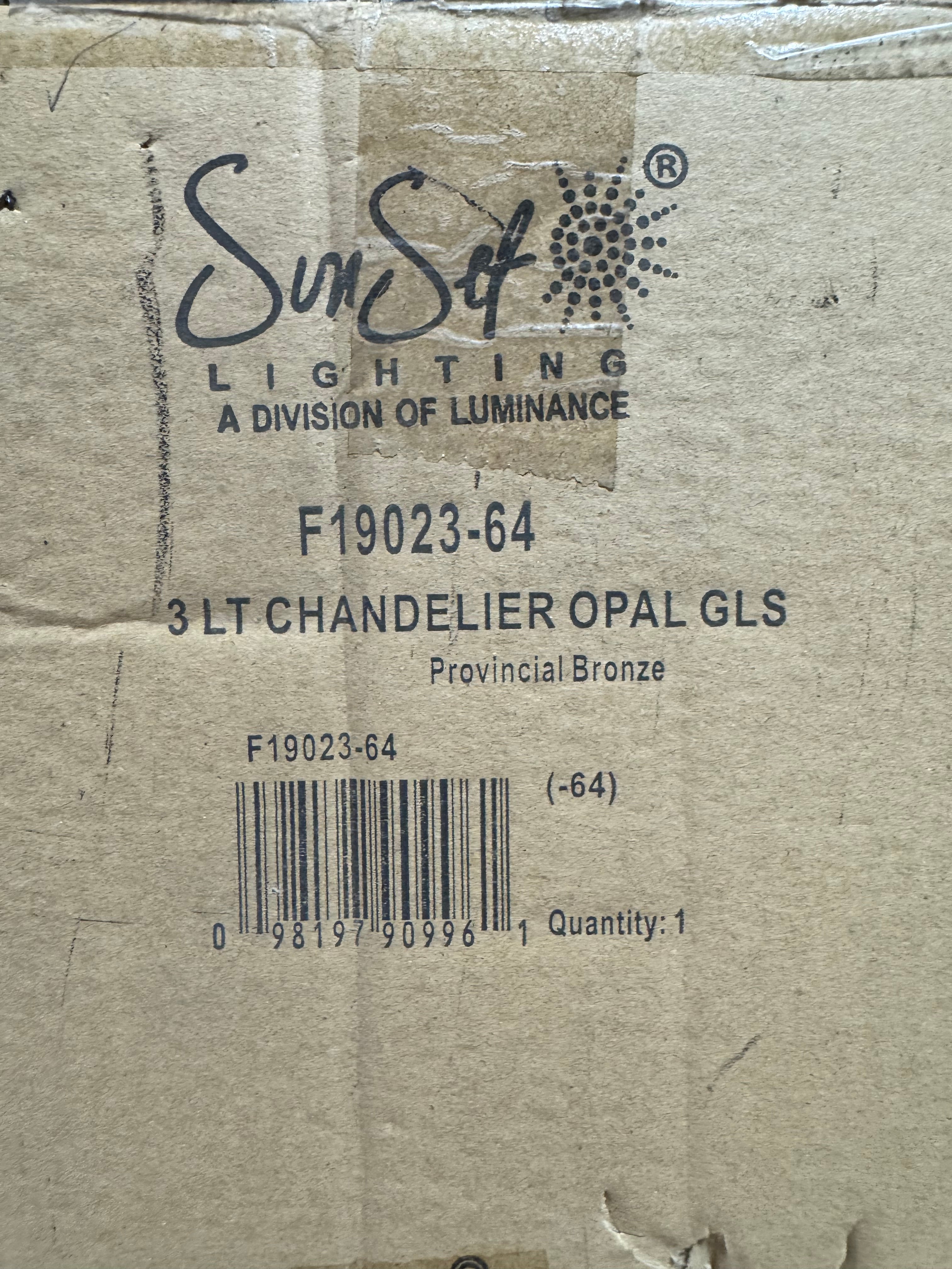 3 Light Chandelier with Opal Glass Shades