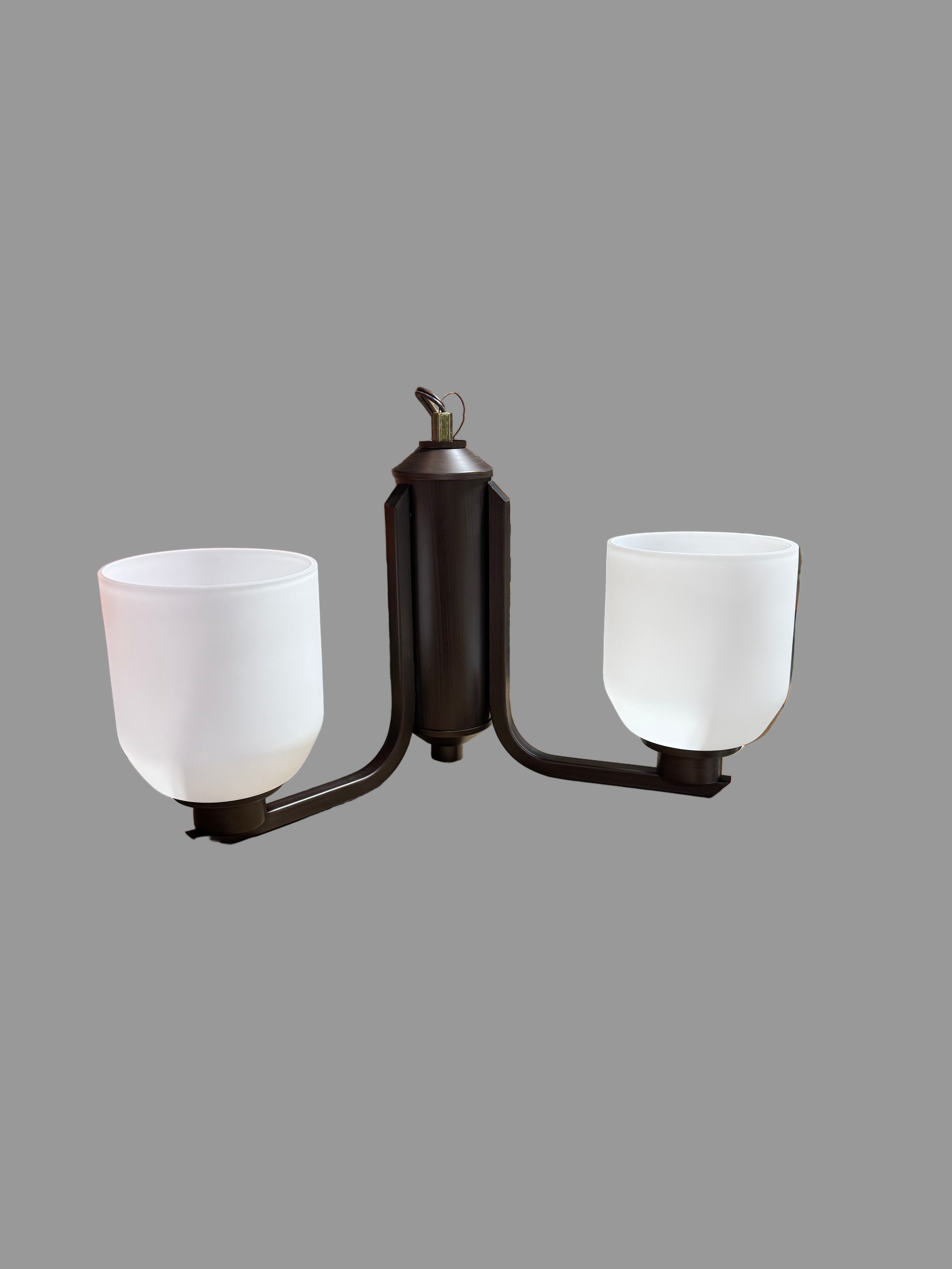 3 Light Chandelier with Opal Glass Shades