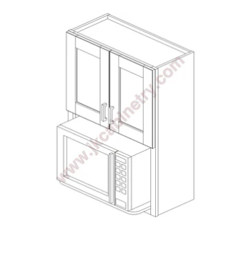 Microwave Wall Cabinet - Chocolate Glazed - 30" x 42" x 12" Model: M01/WBL3042