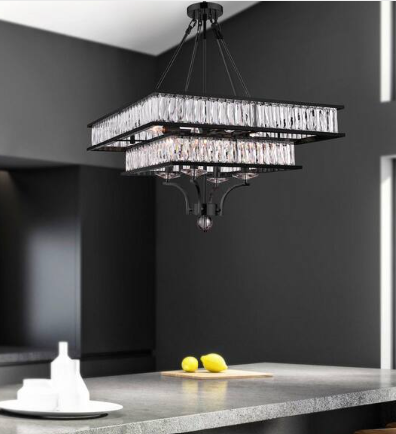 CWI Shalia 8 Light Chandelier with Black Finish