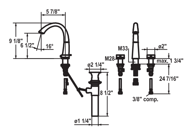 KWC ZOE Widespread Lavatory Faucet (12.203.151.000)