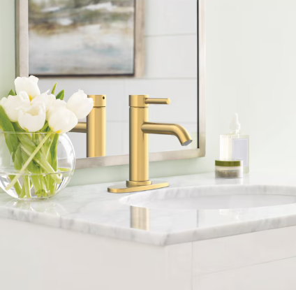 Allen + Roth Harlow Single-Handle Bath Faucet | Brushed Gold (5287416)