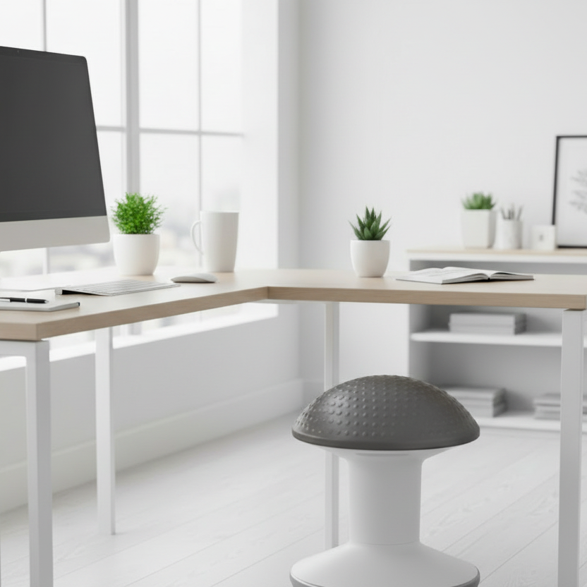 Humanscale Ballo Armless Stool in Dark Grey and White