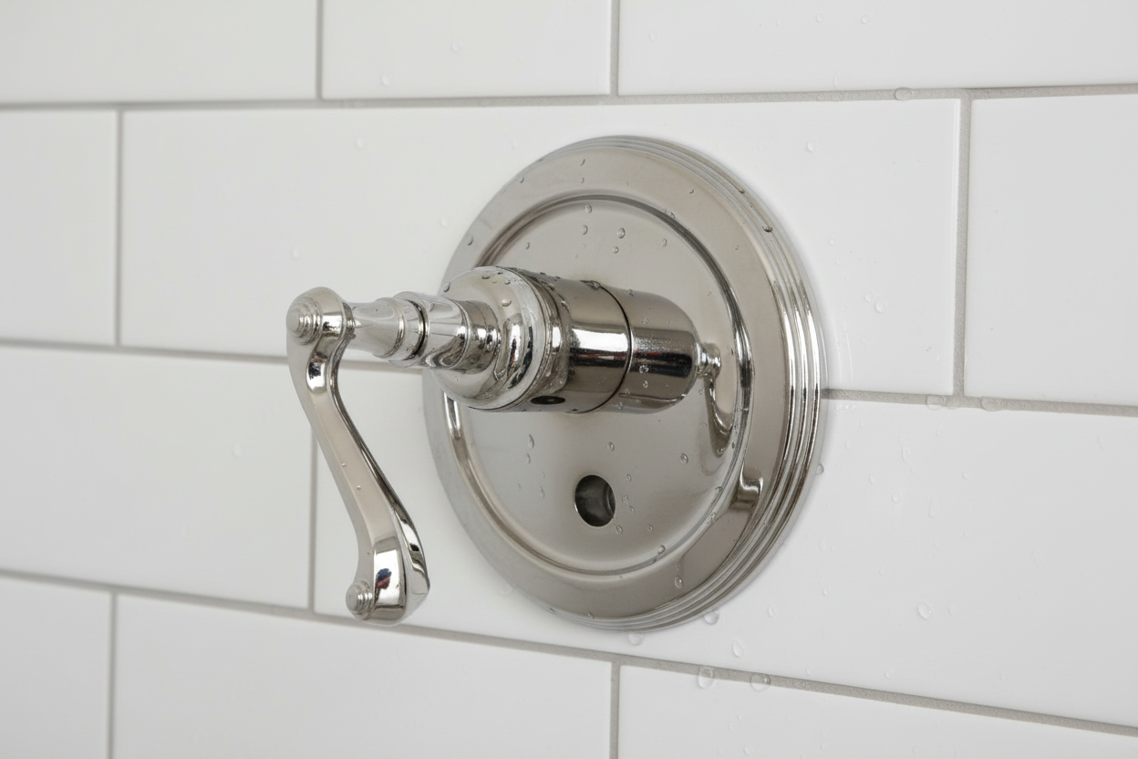 Jado Curved Lever Pressure Balance Tub/Shower Valve Trim | Platinum Nickel (853547.150)