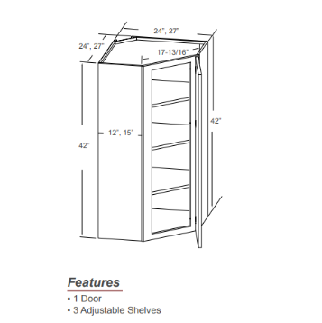 Wall Diagonal Corner Cabinet H 42" Model Number: MO1WDC2442