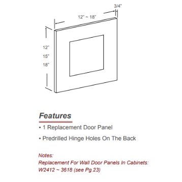 Replacement Wall Door Panel 21" 24" Model Number: M01W3621