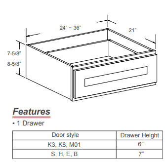 Knee Drawer Cabinet Model Number: M01FD24