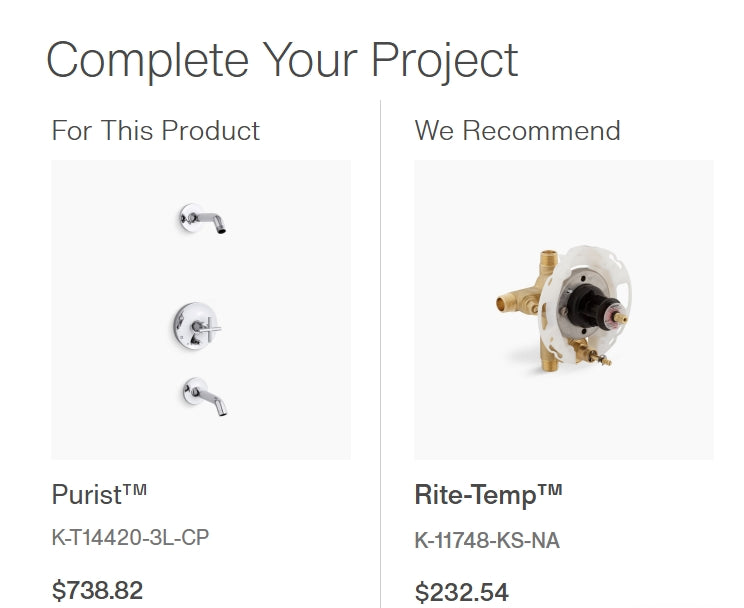 Kohler Purist Bath/Shower Trim Kit with Diverter (T14420-3L-CP)