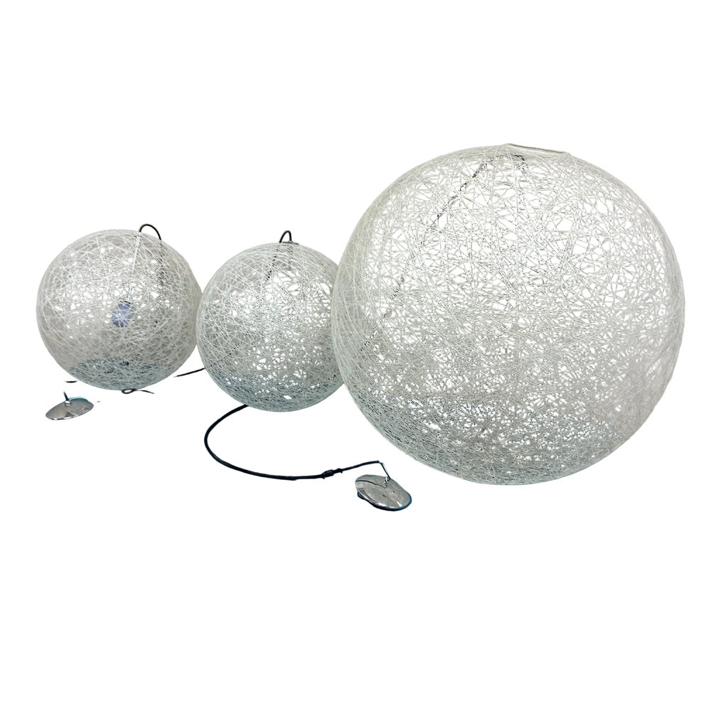 Set of 3 Large Spherical Woven Pendant Lights