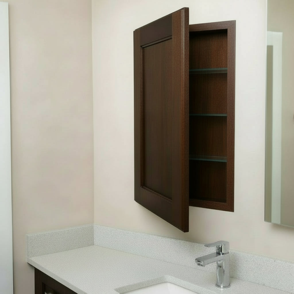 Bathroom Vanity Wall Cabinet - Chocolate Glazed - 12" x 33" 6" Model: M01/WV12336