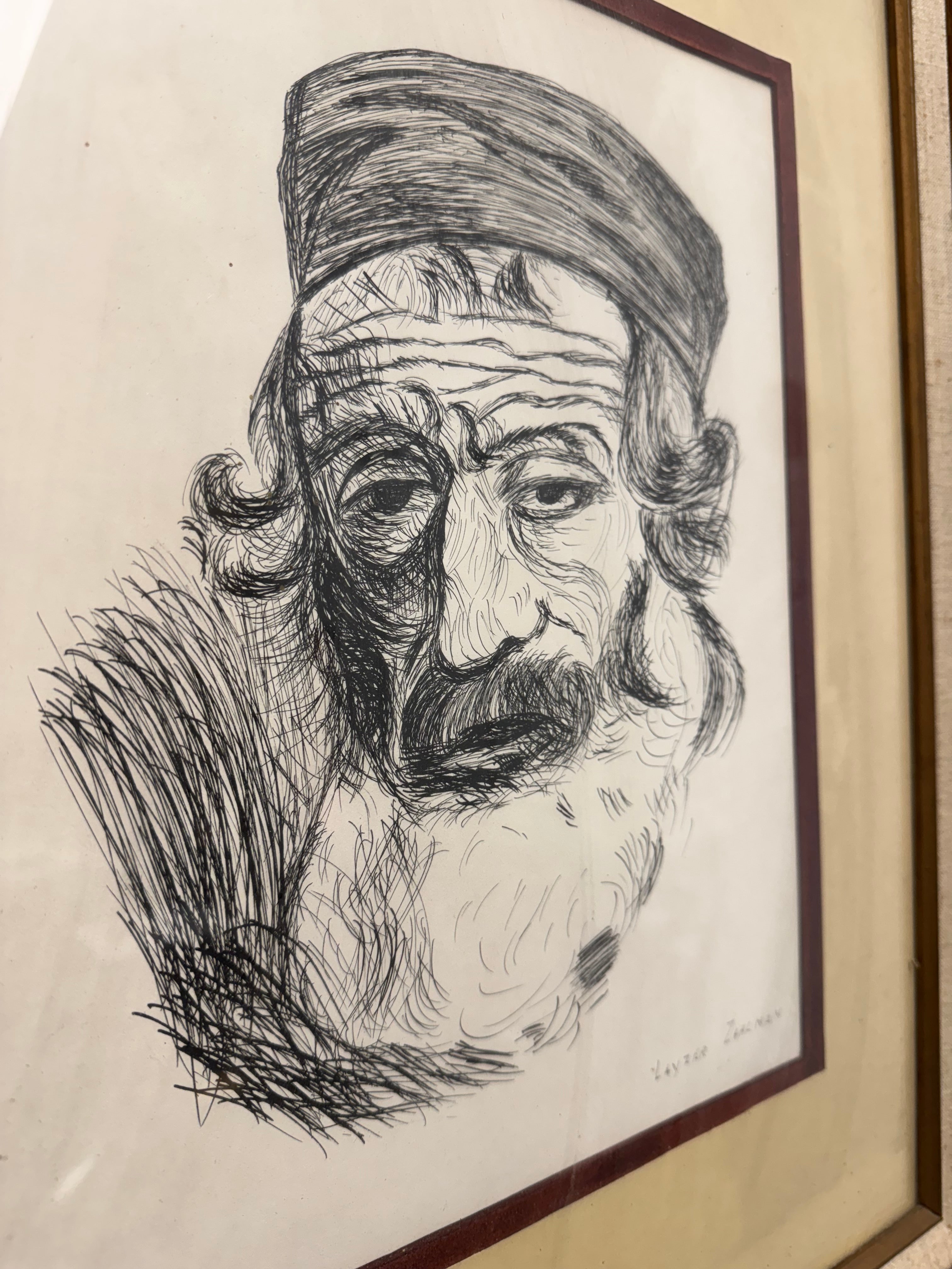 Framed Portrait Drawing - Signed by Layzer Zahlman