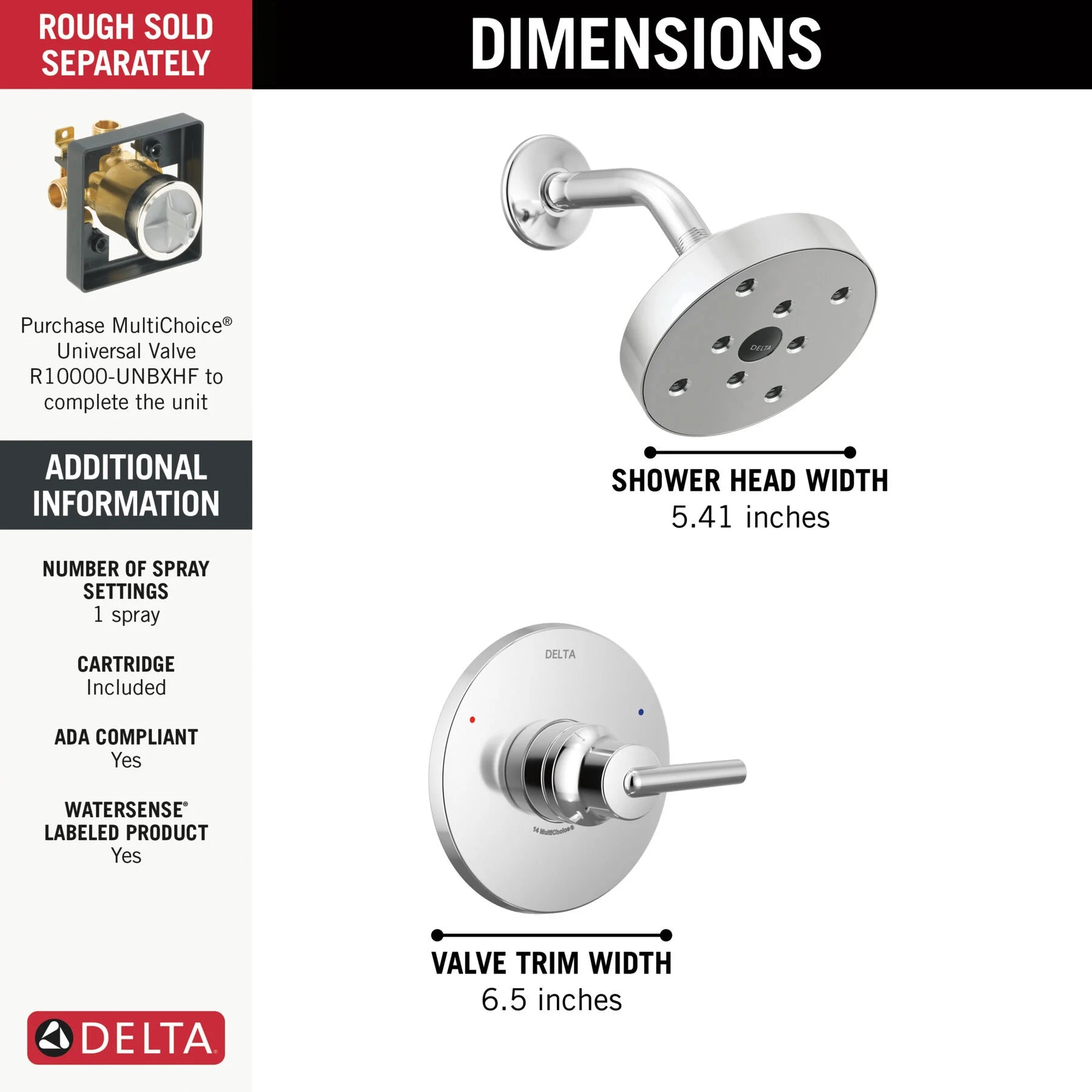 Delta Monitor® 14 Series H2Okinetic® Shower Trim  T14259