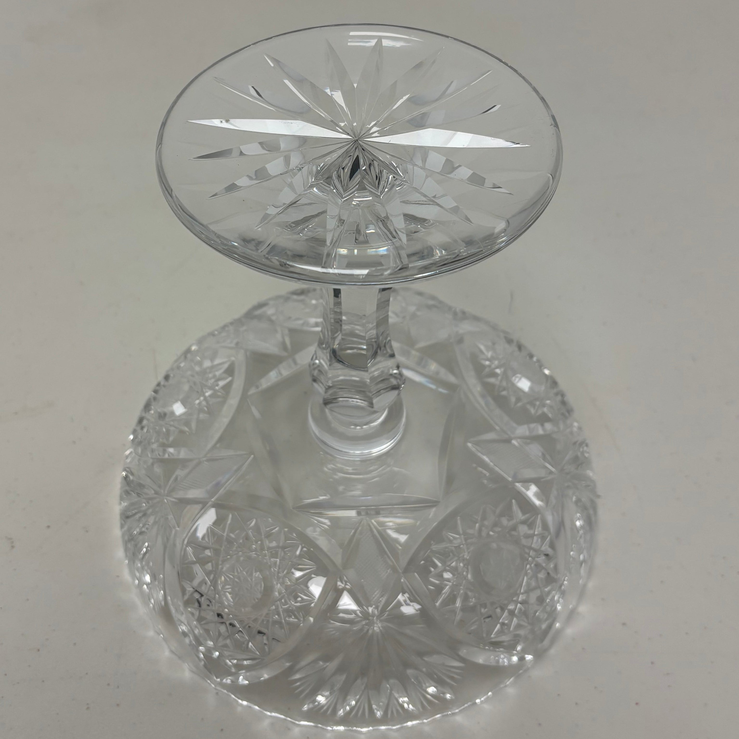 Vintage American Cut Large Crystal Compote