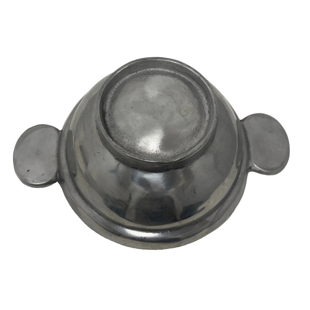 Vintage Mexican Pewter Bowl with Ceramic Inlay Handles
