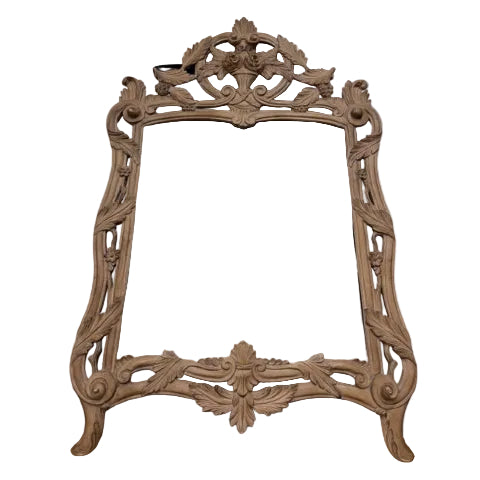 Vintage Hand-Carved Wooden Wall Mirror