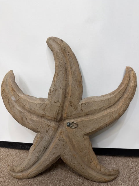 Hand-Carved Wooden Starfish Wall Decor