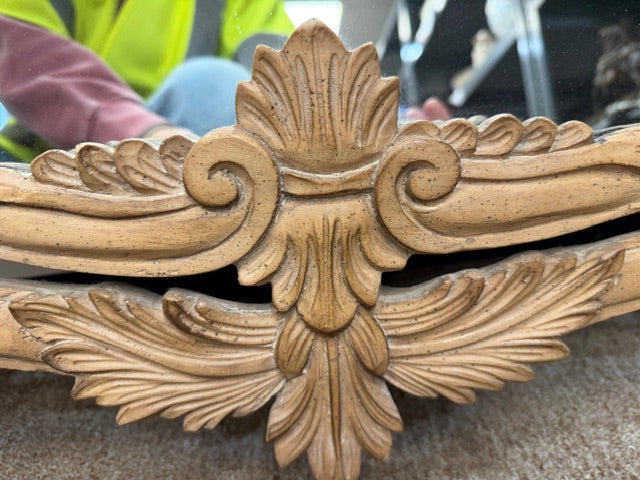 Vintage Hand-Carved Wooden Wall Mirror