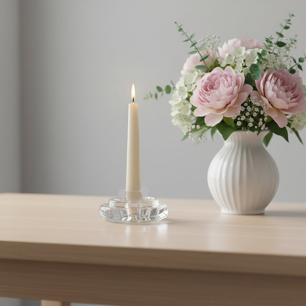Glass Starburst Tapered Candle Holder