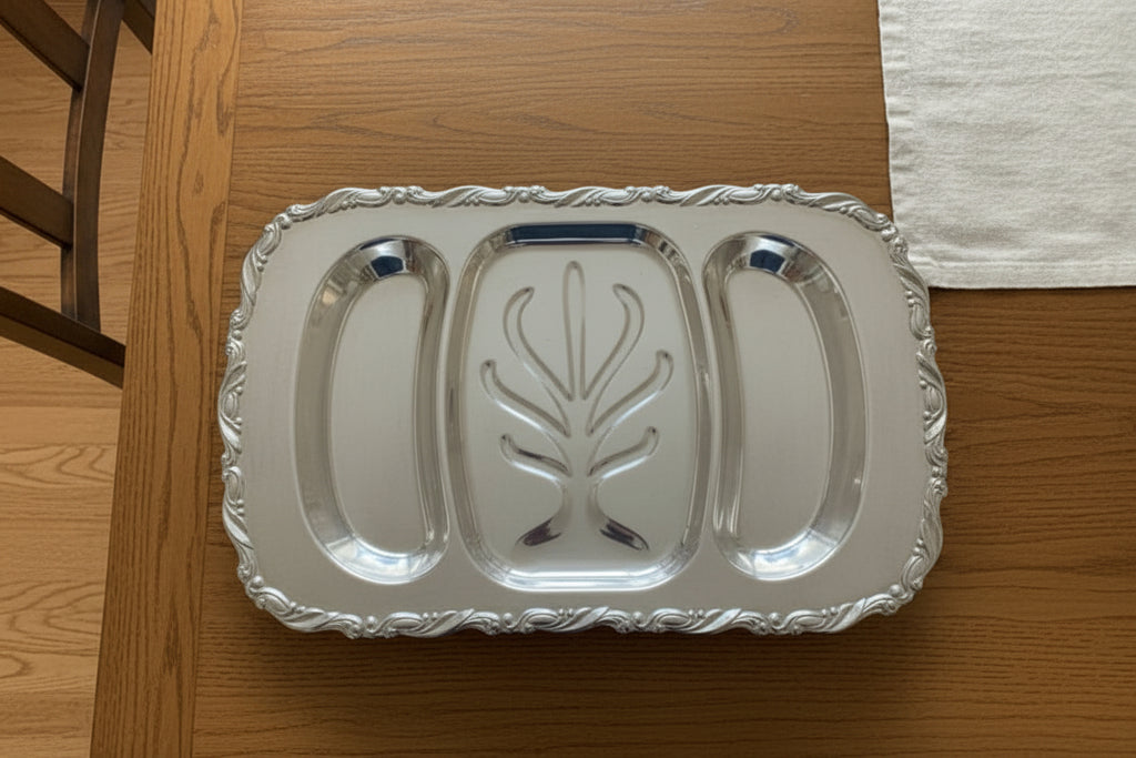 Large 3-Part Silverplate Serving Platter