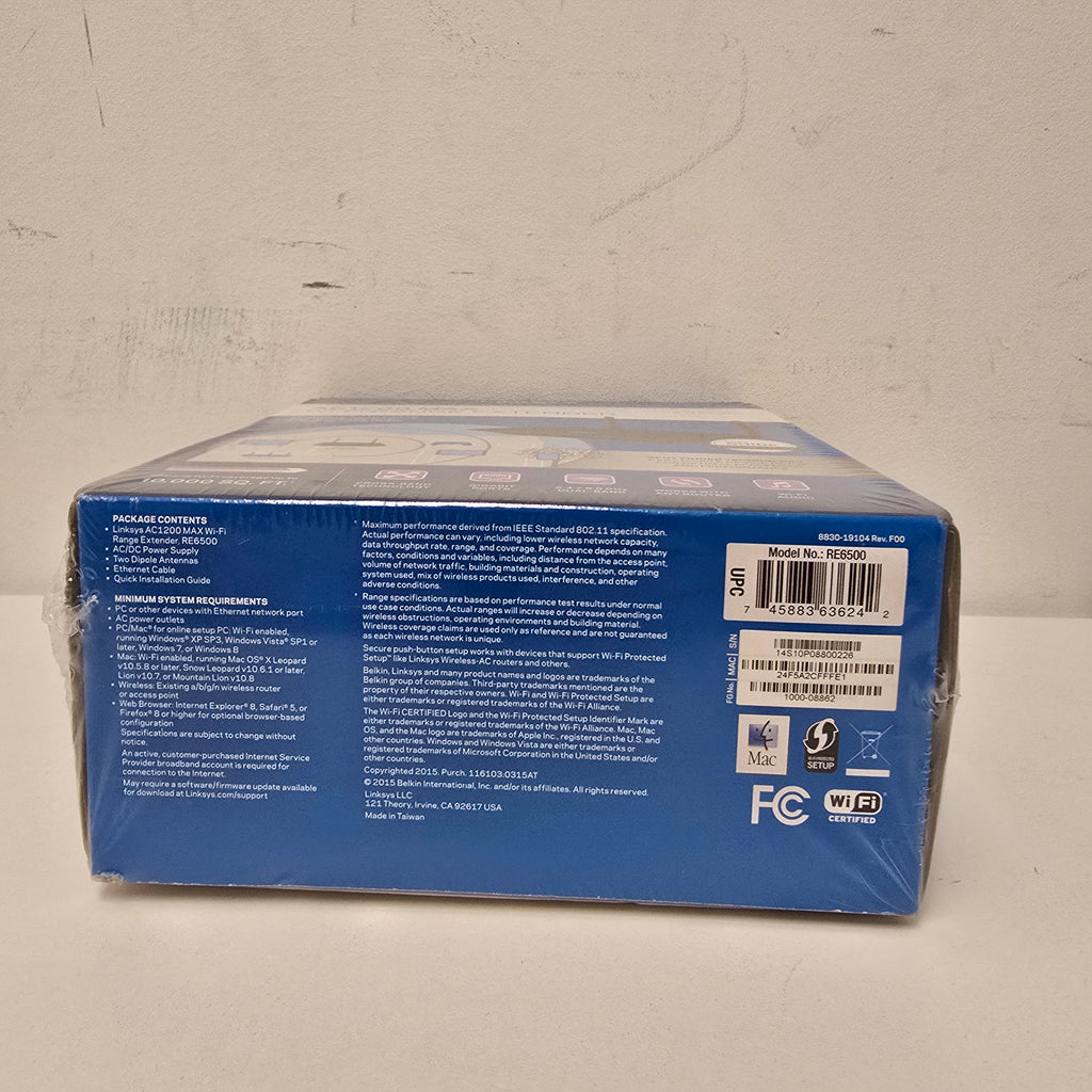 linksys  dual band wireless range extender (re6500 ac1200)